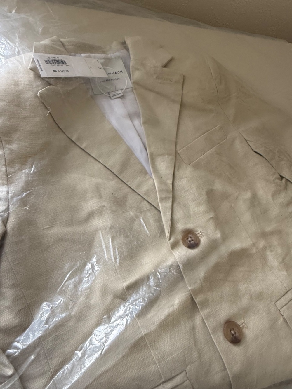 JANIE AND JACK BOY LIGHT KHAKI LINEN COTTON BLAZER SIZE 8 - Picture 6 of 11